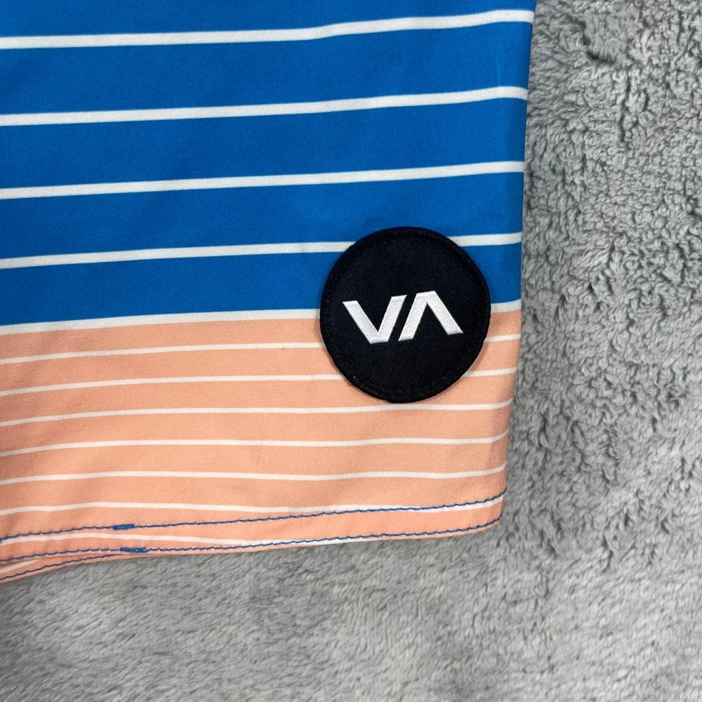 RVCA Board Shorts Men 36 Blue Peach Industry Striped Performance Stretch Pocket